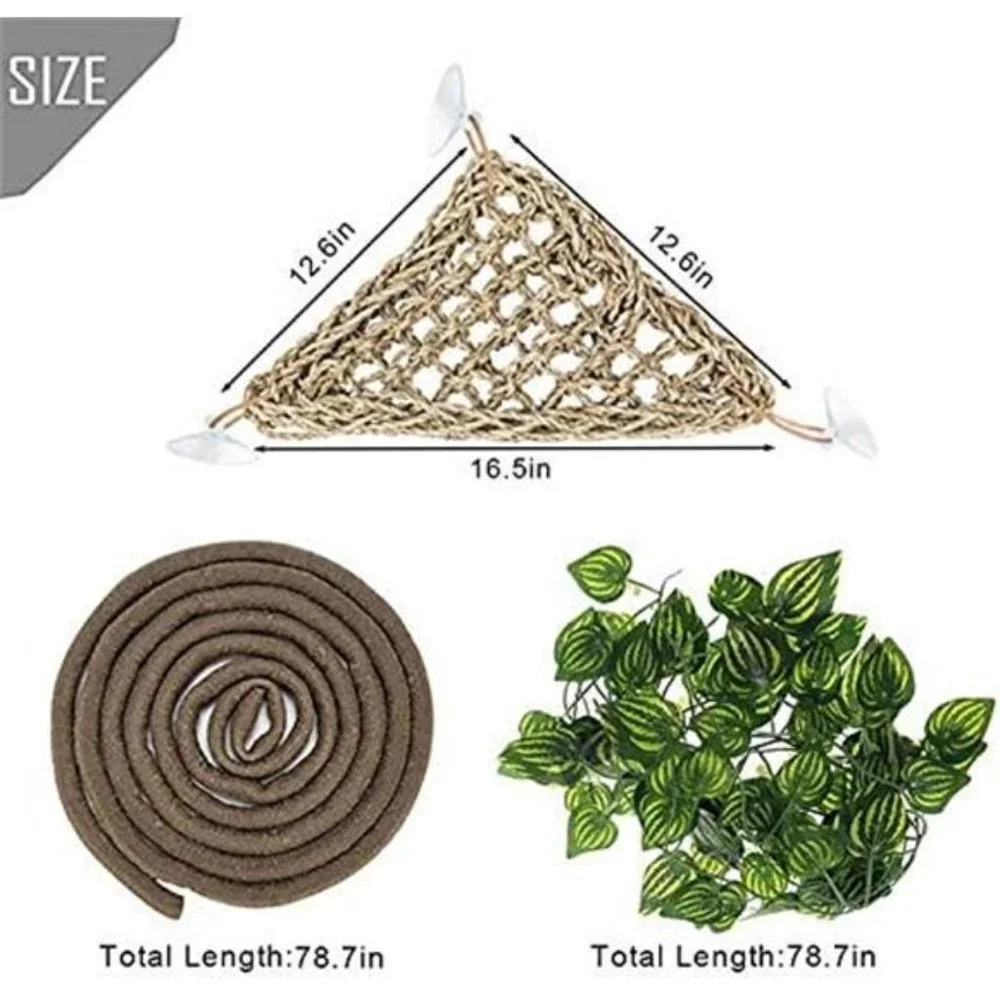 Bearded Dragon Tank Accessories,Lizard Habitat Hammock Reptile Natural Coconut